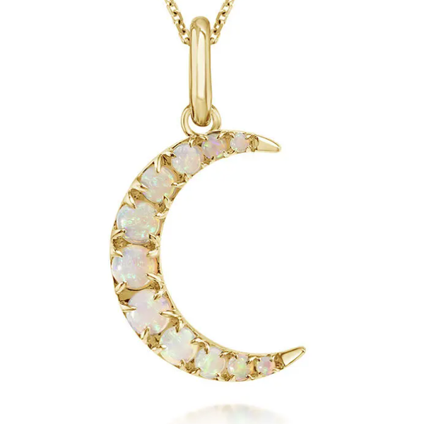 14KY Australian Opal Moon Pendant Pickens, Inc. Jewelers Atlanta, GA
