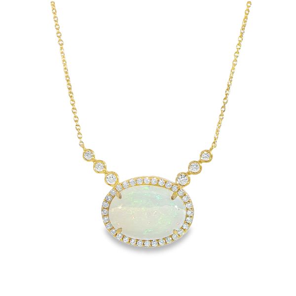 18KY Opal and Diamond Pendant Necklace Pickens, Inc. Jewelers Atlanta, GA
