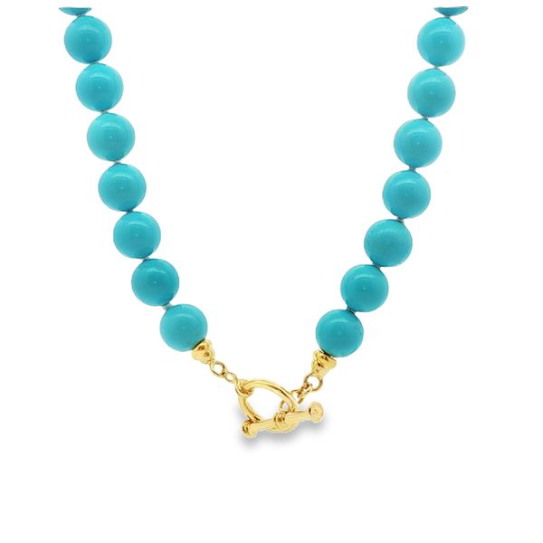 Reconstituted Turquoise Bead Necklace with 14KY Toggle Clasp Pickens, Inc. Jewelers Atlanta, GA