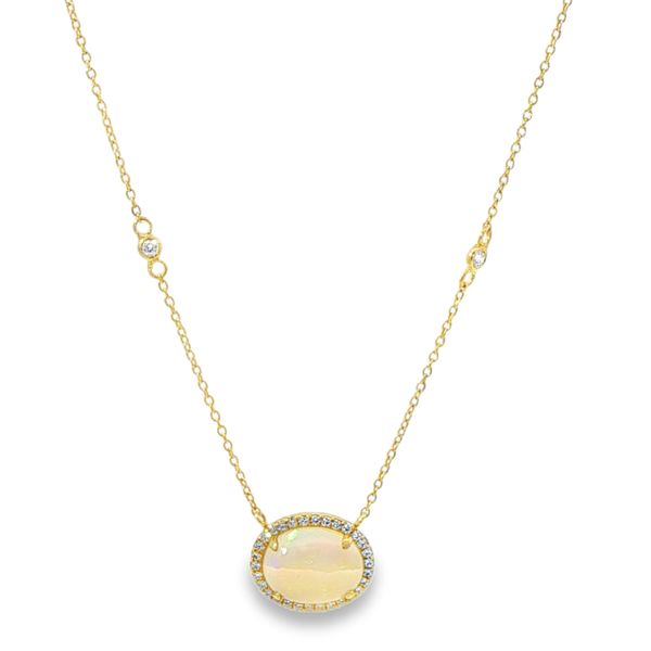 18KY Opal and Diamond Pendant Necklace Pickens, Inc. Jewelers Atlanta, GA