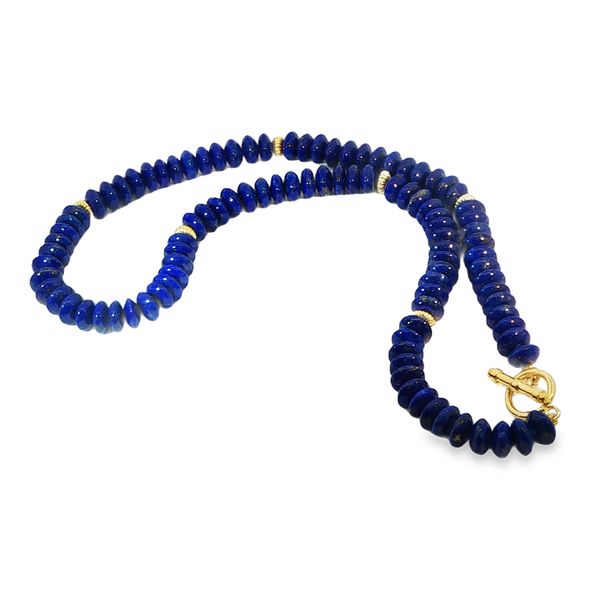 14KY Lapis and Roundel Bead Necklace with Toggle Clasp Pickens, Inc. Jewelers Atlanta, GA