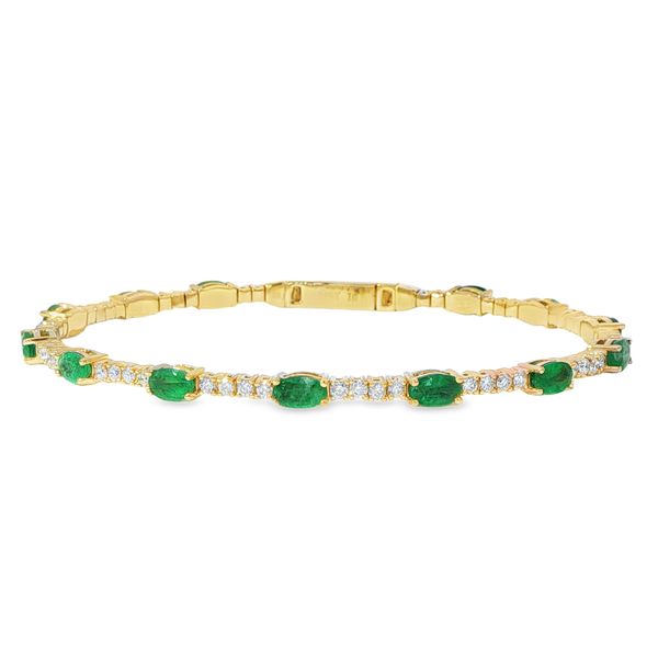 14KY Emerald and Diamond Flex Bangle Pickens, Inc. Jewelers Atlanta, GA