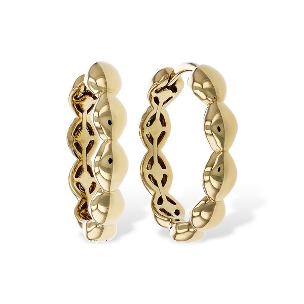 14KY Beaded Hoop Earrings Pickens, Inc. Jewelers Atlanta, GA