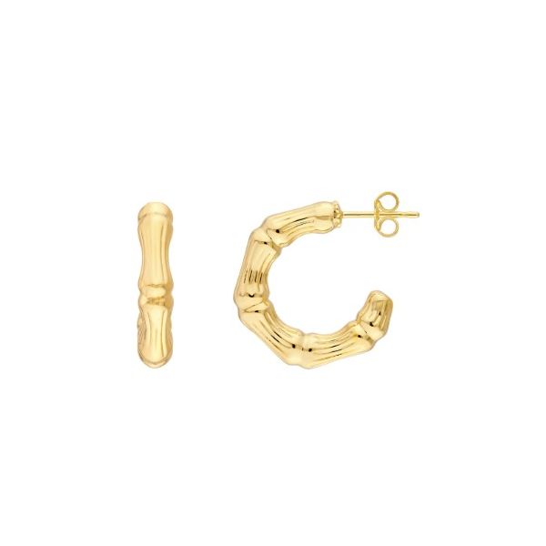 14KY Bamboo Hoop Earrings Pickens, Inc. Jewelers Atlanta, GA