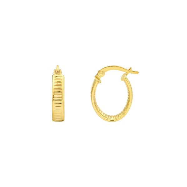 14KY Diamond-Cut Oval Hoop Earrings Pickens, Inc. Jewelers Atlanta, GA