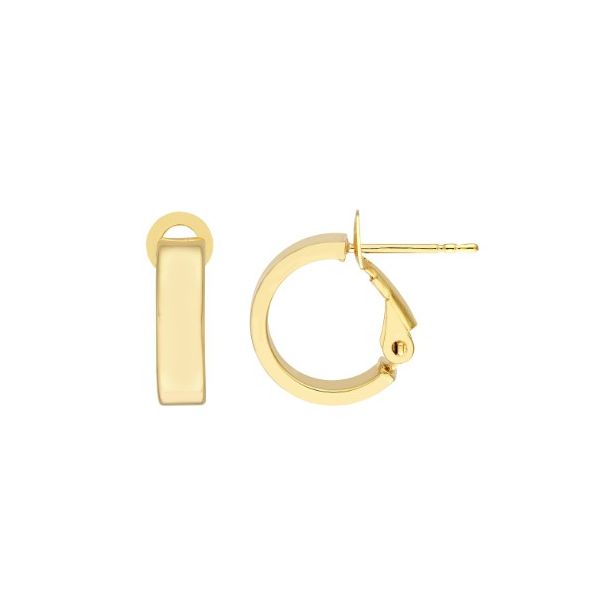 14KY 10MM Rectangle Tube Round Hoop Earrings Pickens, Inc. Jewelers Atlanta, GA