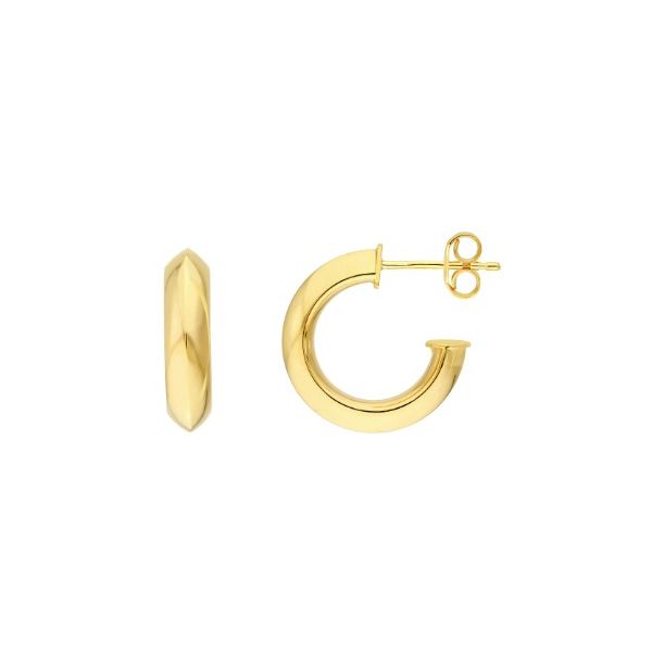 14KY Knife Edge Tube Round Hoop Earrings Pickens, Inc. Jewelers Atlanta, GA