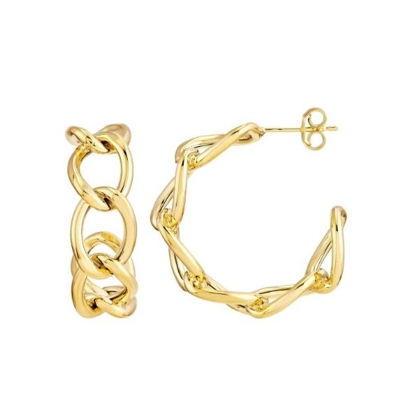 14KY 20mm Round Link Open Hoop Earrings Pickens, Inc. Jewelers Atlanta, GA