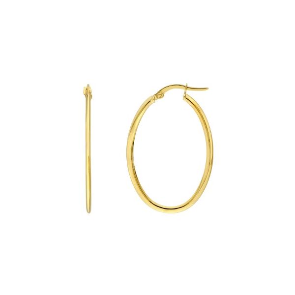 14KY 30x20mm Knife Edge Tube Oval Hoop Earrings Pickens, Inc. Jewelers Atlanta, GA