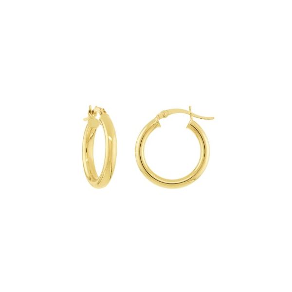 14KY 3mm x 20mm Polished Hoop Earrings Pickens, Inc. Jewelers Atlanta, GA
