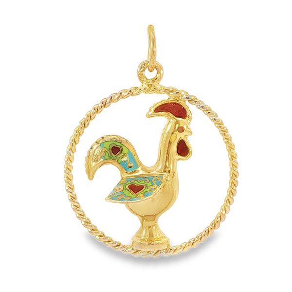Vintage Enamel Rooster Charm with Frame (800 Gold) Pickens, Inc. Jewelers Atlanta, GA