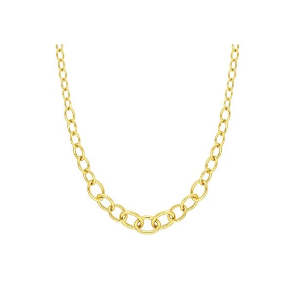 14KY Hollow Graduated Oval Link Necklace, 18