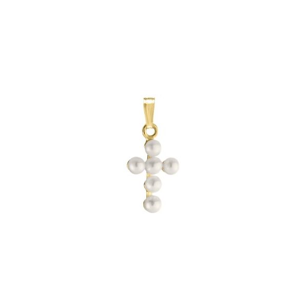 Children's 14KY Pearl Cross Pendant Necklace Pickens, Inc. Jewelers Atlanta, GA