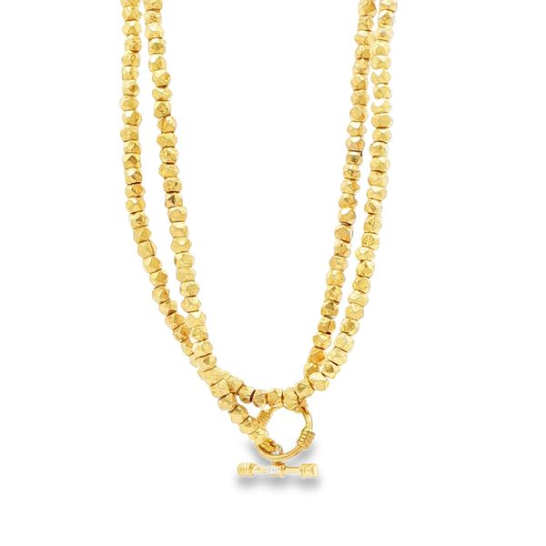 Gold-Plated Sterling Silver Nugget Bead Necklace Pickens, Inc. Jewelers Atlanta, GA