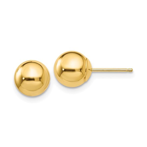 14KY Polished 7mm Ball Post Earring Pair with Friction Posts & Backs Pineforest Jewelry, Inc. Houston, TX