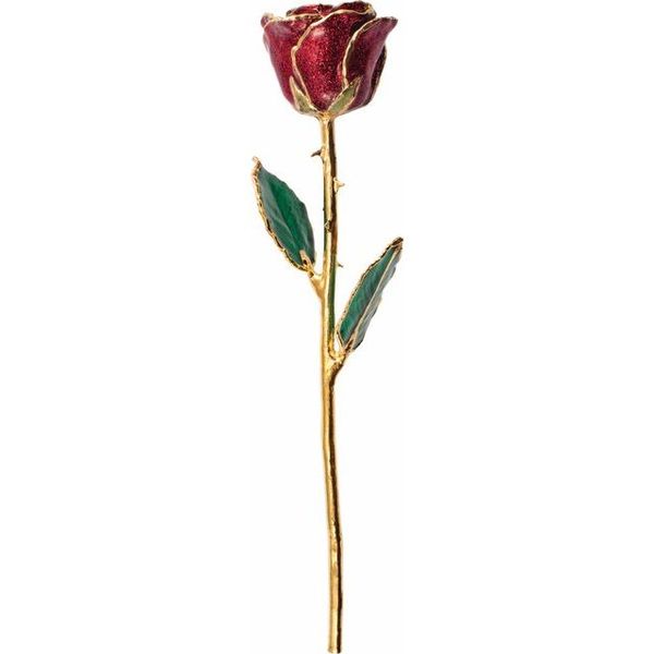 Ruby Colored Sparkle Rose with 24K Gold Trim Pineforest Jewelry, Inc. Houston, TX