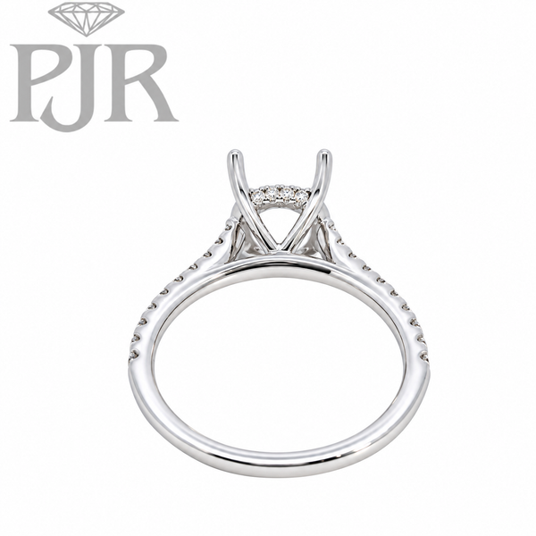 14K White Gold Hidden Halo Engagement Ring Mounting Image 3 P.J. Rossi Jewelers Lauderdale-By-The-Sea, FL