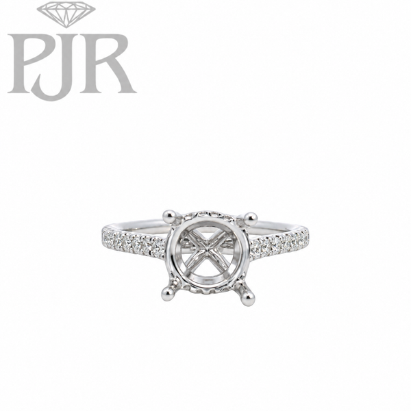14K White Gold Hidden Halo Engagement Ring Mounting P.J. Rossi Jewelers Lauderdale-By-The-Sea, FL