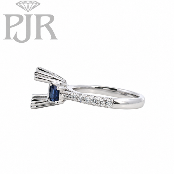 14K White Gold Sapphire Diamond Engagement Ring Image 2 P.J. Rossi Jewelers Lauderdale-By-The-Sea, FL