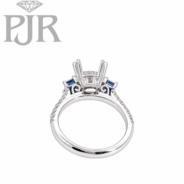 14K White Gold Sapphire Diamond Engagement Ring Image 3 P.J. Rossi Jewelers Lauderdale-By-The-Sea, FL