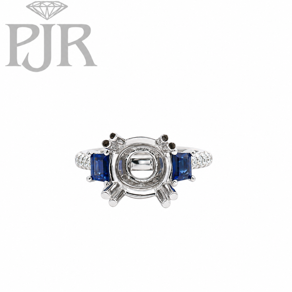 14K White Gold Sapphire Diamond Engagement Ring P.J. Rossi Jewelers Lauderdale-By-The-Sea, FL