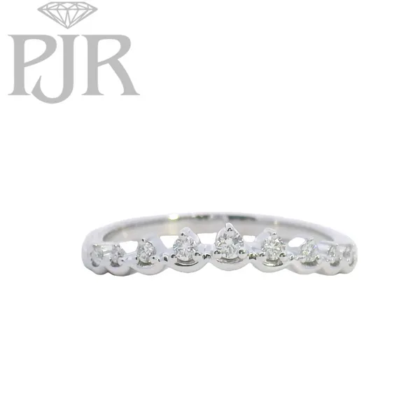 14K White Gold Prong-Set Round Diamond Slightly Curved Wedding Band Image 2 P.J. Rossi Jewelers Lauderdale-By-The-Sea, FL