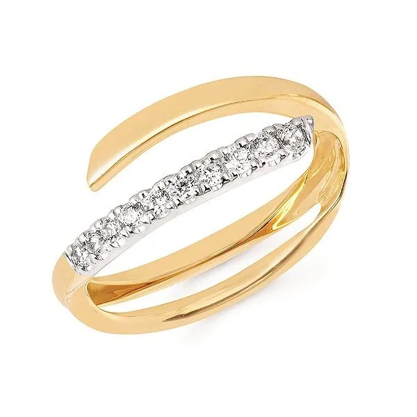 14K Yellow Gold Round Diamond Bypass Wrap Ring P.J. Rossi Jewelers Lauderdale-By-The-Sea, FL
