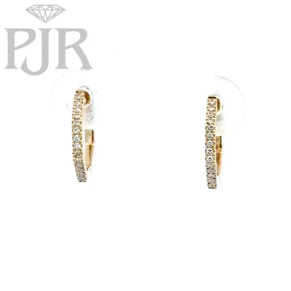 14K Yellow Gold Geometric Huggie Hoop Earrings Image 2 P.J. Rossi Jewelers Lauderdale-By-The-Sea, FL