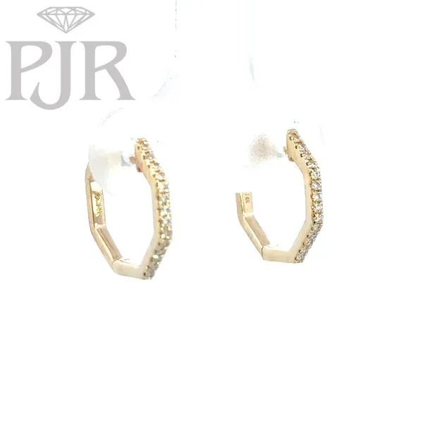 14K Yellow Gold Geometric Huggie Hoop Earrings P.J. Rossi Jewelers Lauderdale-By-The-Sea, FL