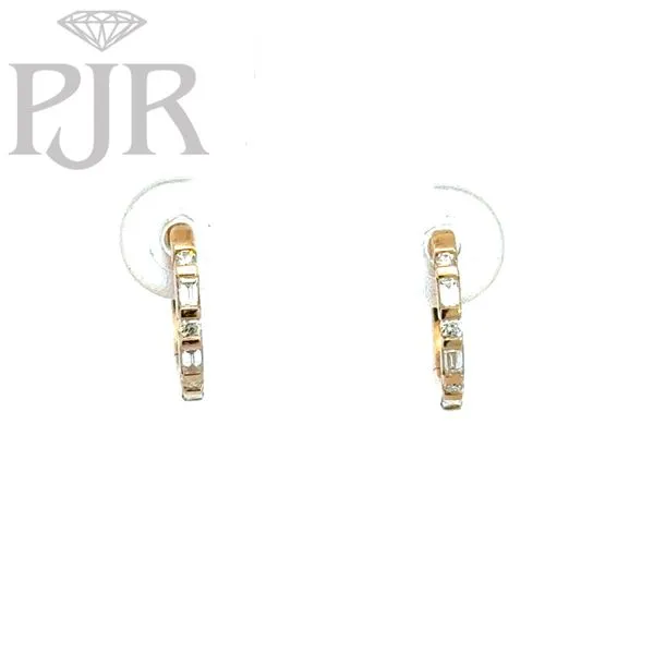 Roman & Jules 14K Yellow Gold Diamond Huggie Hoop Earrings Image 2 P.J. Rossi Jewelers Lauderdale-By-The-Sea, FL