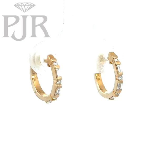 Roman & Jules 14K Yellow Gold Diamond Huggie Hoop Earrings P.J. Rossi Jewelers Lauderdale-By-The-Sea, FL