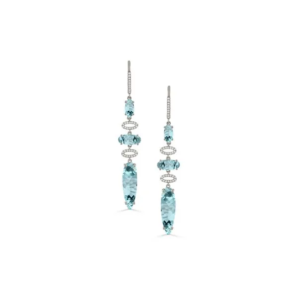 DOVES 14K White Gold Blue Topaz Diamond Earrings P.J. Rossi Jewelers Lauderdale-By-The-Sea, FL