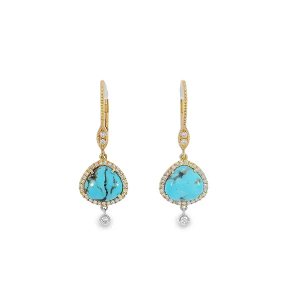 Meira T. 14K Yellow Gold Turquoise and Diamond Drop Earrings P.J. Rossi Jewelers Lauderdale-By-The-Sea, FL