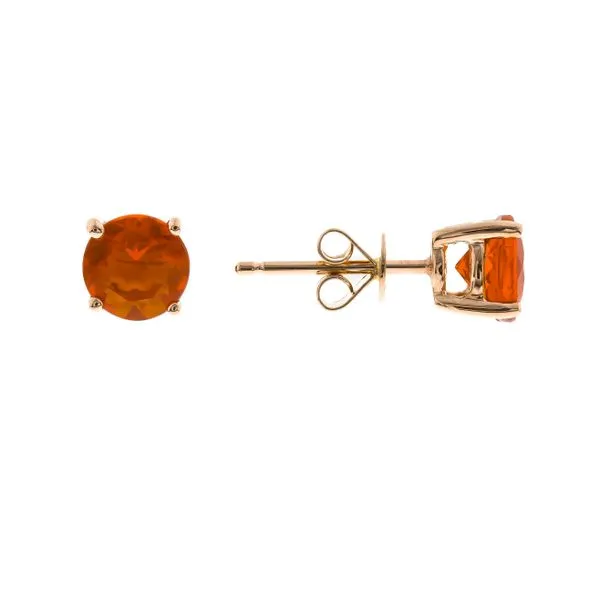 14K Yellow Gold Fire Opal Stud Earrings P.J. Rossi Jewelers Lauderdale-By-The-Sea, FL