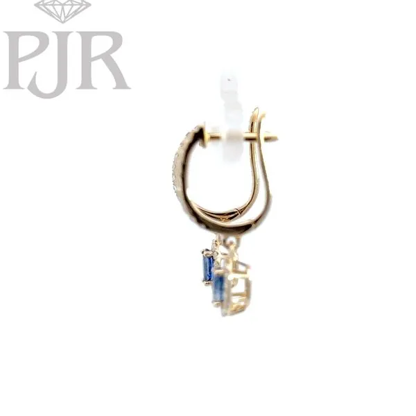 14K Yellow Gold Oval Blue Sapphire and Diamond Halo Drop ...