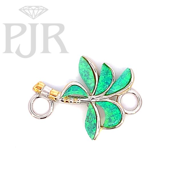 Sterling Silver and 18Kt Island Palm Tree Bracelet Topper with Green Opal P.J. Rossi Jewelers Lauderdale-By-The-Sea, FL
