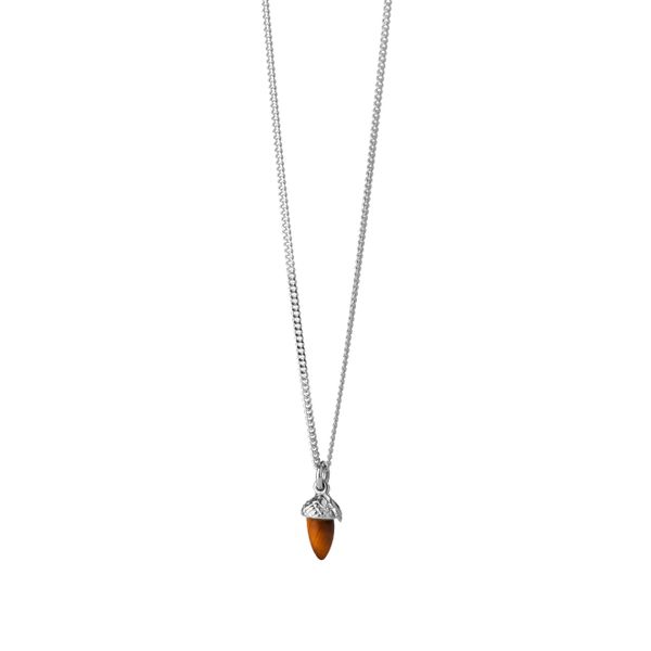 KW Silver Micro Acorn \u0026 Leaf Necklace 
