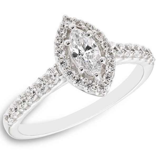 14K White Gold Marquise Halo Diamond Engagement Ring Image 2 Puckett's Fine Jewelry Benton, KY