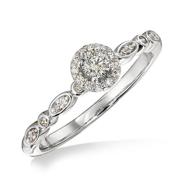 14K White Gold Round Diamond Halo Engagement Ring Puckett's Fine Jewelry Benton, KY