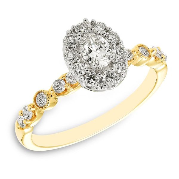 14K Two-tone Oval Halo Diamond Engagement Ring Puckett's Fine Jewelry Benton, KY