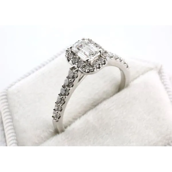 14K White Gold Emerald Cut Diamond Engagement Ring Image 2 Puckett's Fine Jewelry Benton, KY