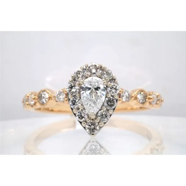 14K Yellow Gold Halo Pear Shape Diamond Engagement Ring Puckett's Fine Jewelry Benton, KY