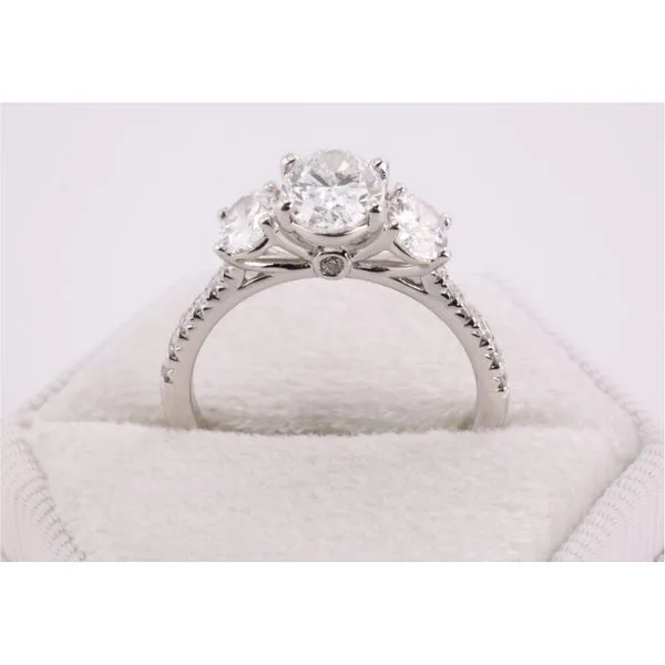 14K White Gold Lab-Grown Diamond Three-Stone Engagement Ring Image 3 Puckett's Fine Jewelry Benton, KY