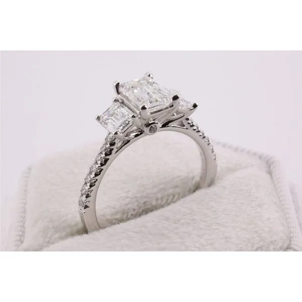 14K White Gold Lab-Grown Diamond Three-Stone Engagement Ring Image 2 Puckett's Fine Jewelry Benton, KY