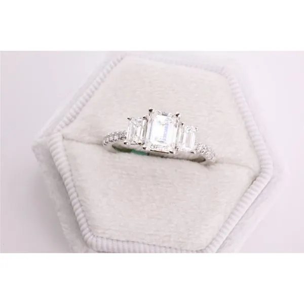 14K White Gold Lab-Grown Diamond Three-Stone Engagement Ring Puckett's Fine Jewelry Benton, KY