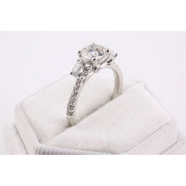 14K White Gold Lab-Grown Diamond Three-Stone Engagement Ring Image 2 Puckett's Fine Jewelry Benton, KY