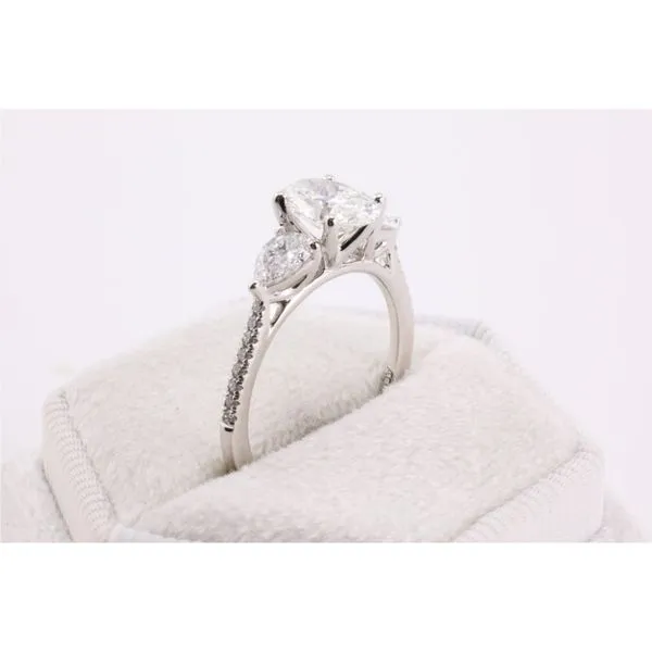 14K White Gold Lab-Grown Diamond Three-Stone Engagement Ring Image 2 Puckett's Fine Jewelry Benton, KY