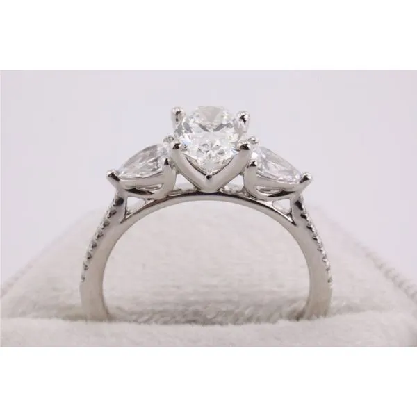14K White Gold Lab-Grown Diamond Three-Stone Engagement Ring Image 3 Puckett's Fine Jewelry Benton, KY