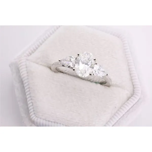 14K White Gold Lab-Grown Diamond Three-Stone Engagement Ring Puckett's Fine Jewelry Benton, KY