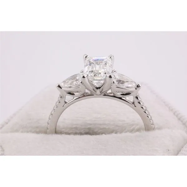 14K White Gold Lab-Grown Diamond Three-Stone Engagement Ring Image 3 Puckett's Fine Jewelry Benton, KY